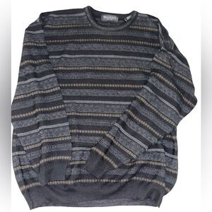 Brandini Italian Merino Wool Men's Striped Grandpa Sweater XXL